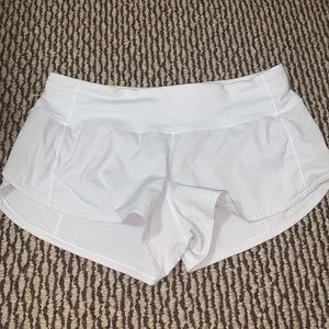 White lululemon speed up shorts!